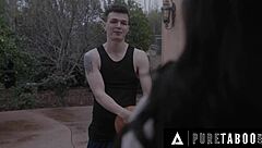 Possessed housewife August Skye drains boy's thick cum load