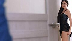 polina sweet's heart races in sexy black dress as big cock invades tight pussy