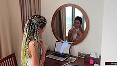 Teen begs fuck but gets foreign friend's cock instead