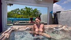 WOW! artemisia's big tits shake in outdoor jacuzzi masturbation!
