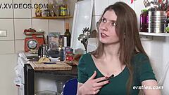 passionate german babe fingers her shaved wet pussy wildly