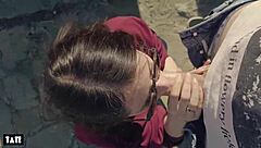 outdoor thrill as amateur deepthroats stranger's cock hungrily