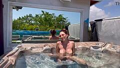 WOW! artemisia's big tits shake in outdoor jacuzzi masturbation!