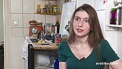 passionate german babe fingers her shaved wet pussy wildly