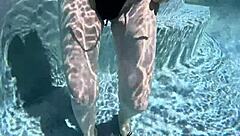 swimming nude in hawaiian private pool with mature wife