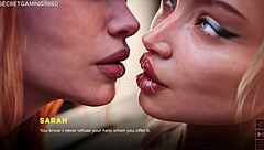 Curvy bimbo milf bangs busty friend as guy watches