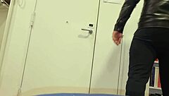 Sexy moans cumshot piss leather jacket dirty talk handjob explosion