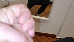 Sexy moans cumshot piss leather jacket dirty talk handjob explosion