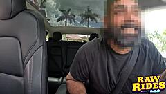 busty ebony milf flashes massive boobs fingers wet pussy in ride