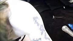 Sexy emo tranny laps up her own sticky cum after intense solo orgasm blast