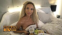 ebony babe romy indy pov fucks in steamy shower