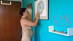Curvy Indian Goddess Paints Naked Mandala in Relaxing Nudist Workshop