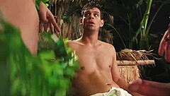 Lucky Guy Bareback Fucks Two Hot Shemales Facesit