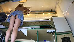 am i trippin or did her panties shift showing shaved pussy upskirt