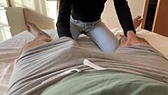 oh no pants ripped pre-massage no panties hairy pussy exposed 😱