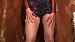 tiktok brunette dances in miniskirt thong leggings