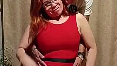 I couldn't resist my sexy teacher's short red dress pussy flash and fucked her wildly