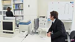 japanese secretary's saggy tits bounce in uncensored office fuck