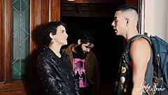 skinny teen licks monster cock deepthroat hairy pussy