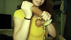 Petite brunette tattooed solo toys dildo stockings exotic tease