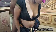 hot indian milf in red panty black saree gets hardcore ass fucked on ranch