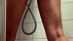 Watch this petite arab teen shower, finger her big pussy, craving anal creampie next?