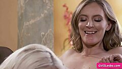 skinny horny blonde lesbians mona wales and emma hix finger and eat wet pussies in lingerie