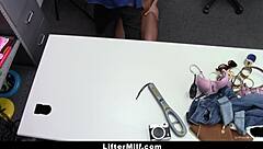 Shoplifter milf caught and punished with big tits blowjob pov