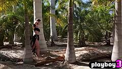 Stunning Brunette Milf Strips Naked Outdoor Revealing Natural Tits And Ass