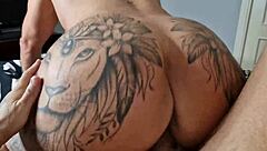 Muscular milf Danaxmuscles rims deepthroats and squirts on neighbor's cock