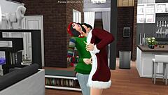 Horny Girlfriend Rides Cowgirl to Missionary Creampie Christmas 3D