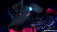 Samantha Saint Strips Teasing Big Tits Pussy Solo