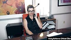 vicky vette's office strip hides naughty masturbation urges