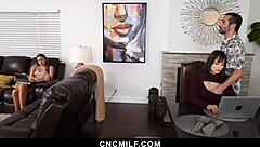 freeuse milf daddy fucks big tits teen slave in threesome