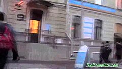 russian brunette picked up for rough pussy pounding