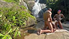 behind scenes with skinny brazilian beauty outdoors