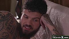 Shemale Joins For Bareback Ass Licking Action