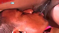 Ebony babe pounded hard takes thick cumshot on tits