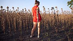 milf teases thong under short skirt