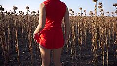 milf teases thong under short skirt