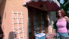 Busty Redhead Deepthroats Monster Cock Sloppily