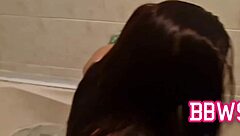 bbw wife teases big tits boobs in bathtub show 💦