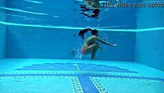 Hungarian brunette babe teases big tits and ass in naked pool shower swim