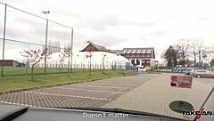 Glassed Blonde Teacher Pussy Cum Covered in Taxi