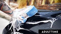 rocky emerson teases classmate with wet pussy while washing car