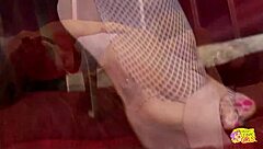 stunning big titted milfs in lingerie kiss in hot threesome