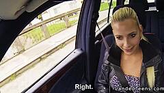 Hey, you! Blonde hitchhiker slut rides cock hard in car POV now!