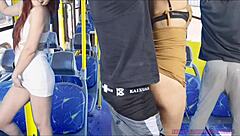 crossdressed student groped ass on crowded public bus