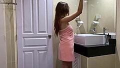 guy films intense bathroom sex with pierced nipple babe screaming!