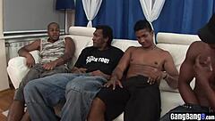 Horny Blonde MILF Banged Hard by Perverted Black Guys Gangbang